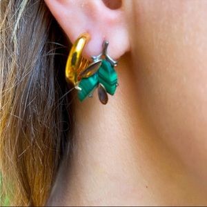 Antique sterling silver/14k gold/malachite set